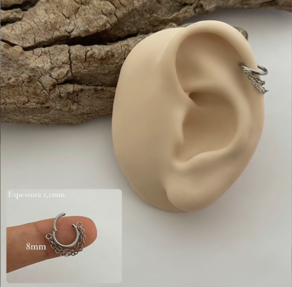 Piercing Argola Segmentada Corrente Dupla