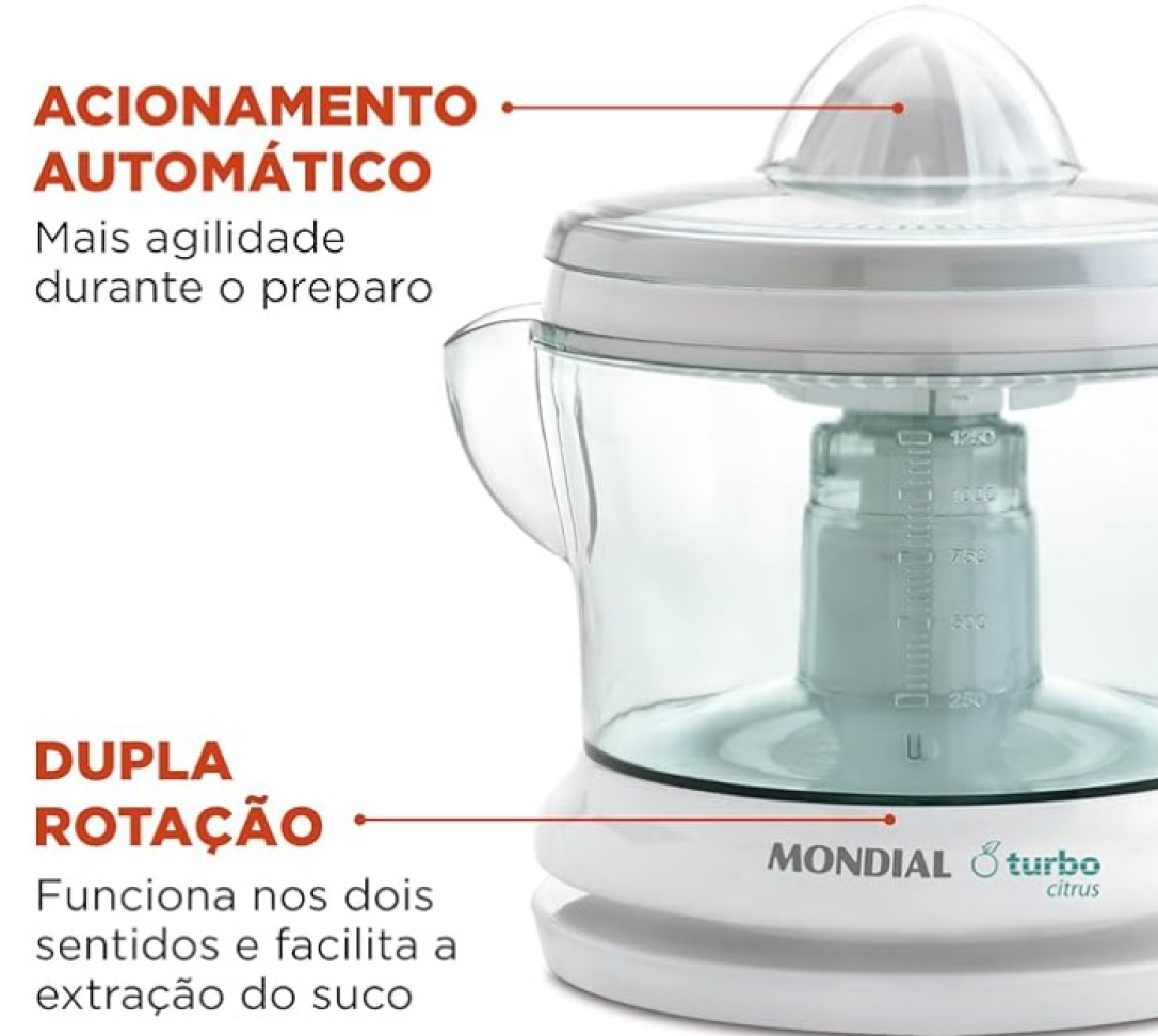 ESPREMEDOR DE FRUTAS TURBO CITRUS MONDIAL 25W COR: BRANCO - #4
