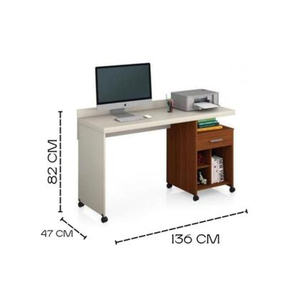 MESA COMPUTADOR GIGA SLIM OFF WHITE/FREIJO - #1