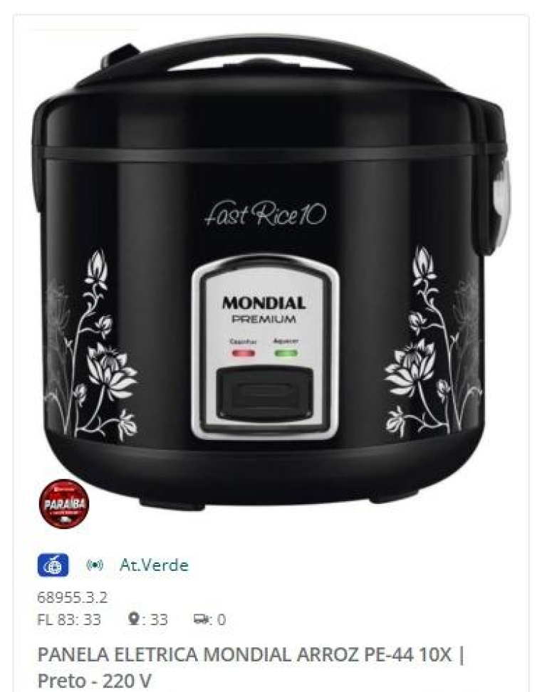 Panela Elétrica Mondial 10xicaras