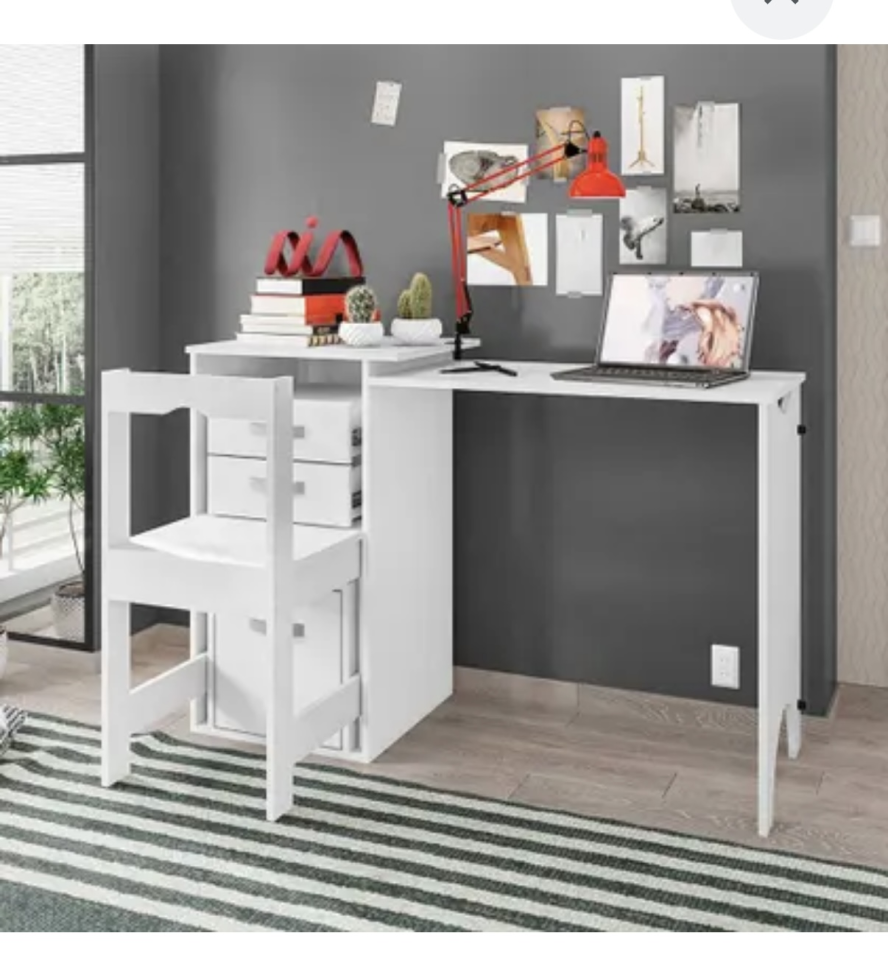 MESA COMPUTADOR FRAMAR COM CADEIRA CHOCOLATE/BRANCO - #3