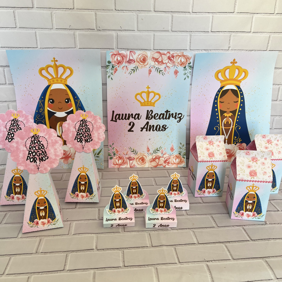Kit só um Bolinho Tema Nossa Senhora Aparecida Rosa e Azul - #2