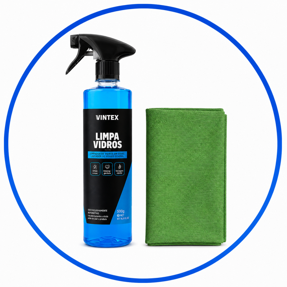 Kit Limpeza de Vidros Vintex 500ml + Pano Mágico Limpa Vidros Akora