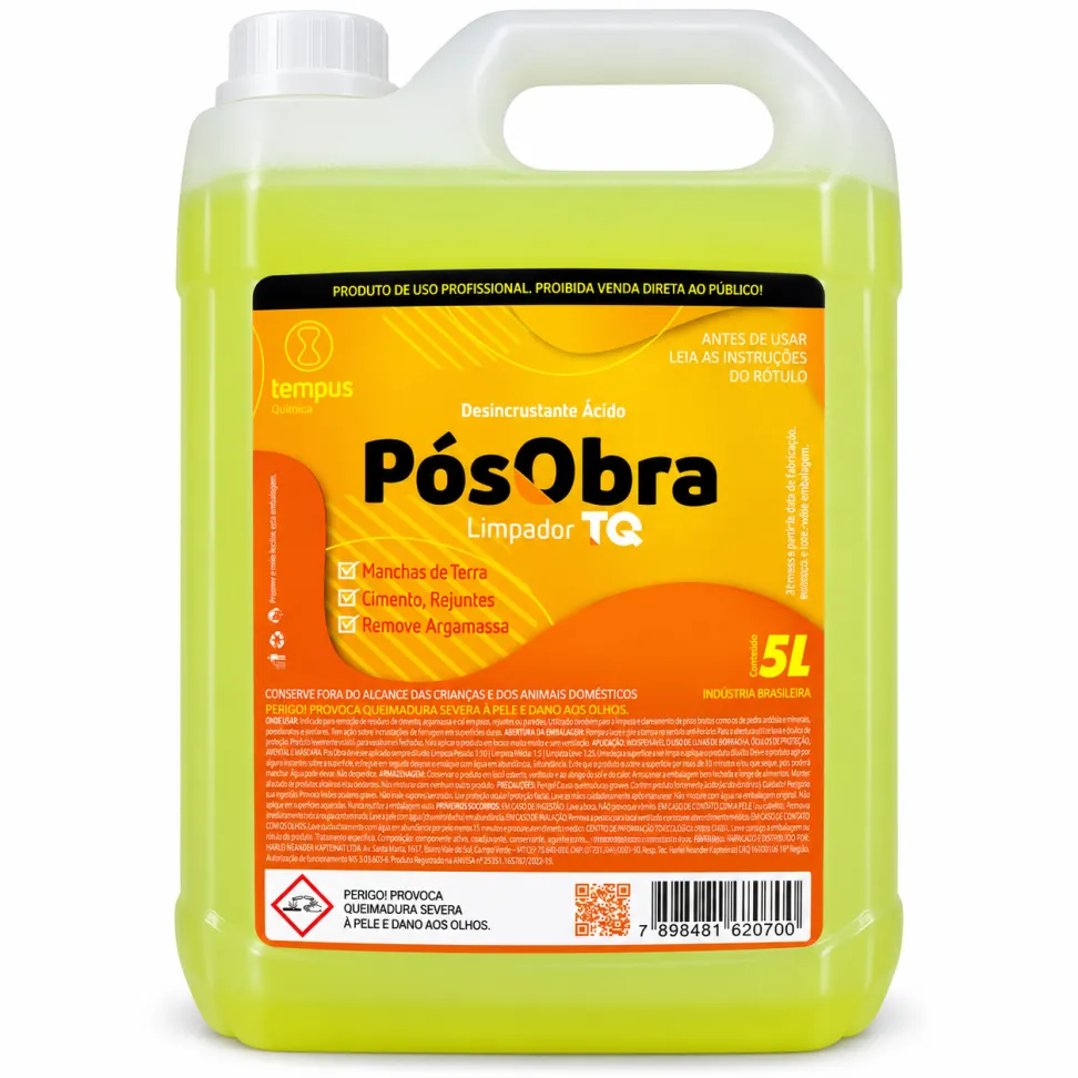 Desincrustante Ácido Pós Obra Limpador TQ 5L – Limza