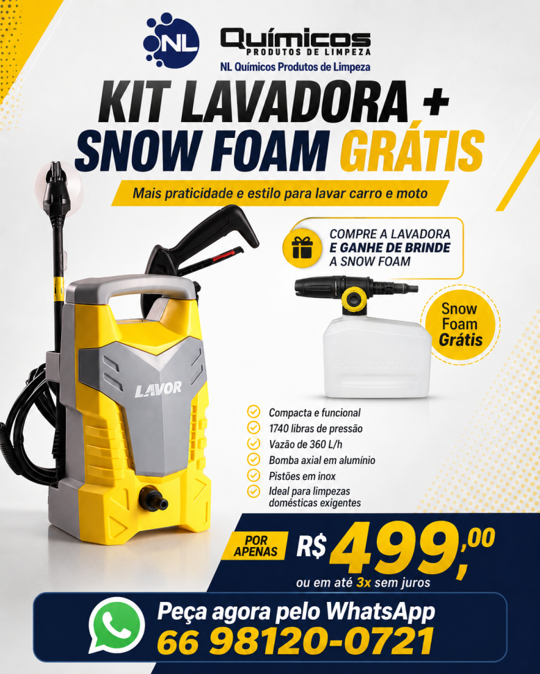 KIT LAVADORA FAST 120 + SNOW FOAM LAVOR