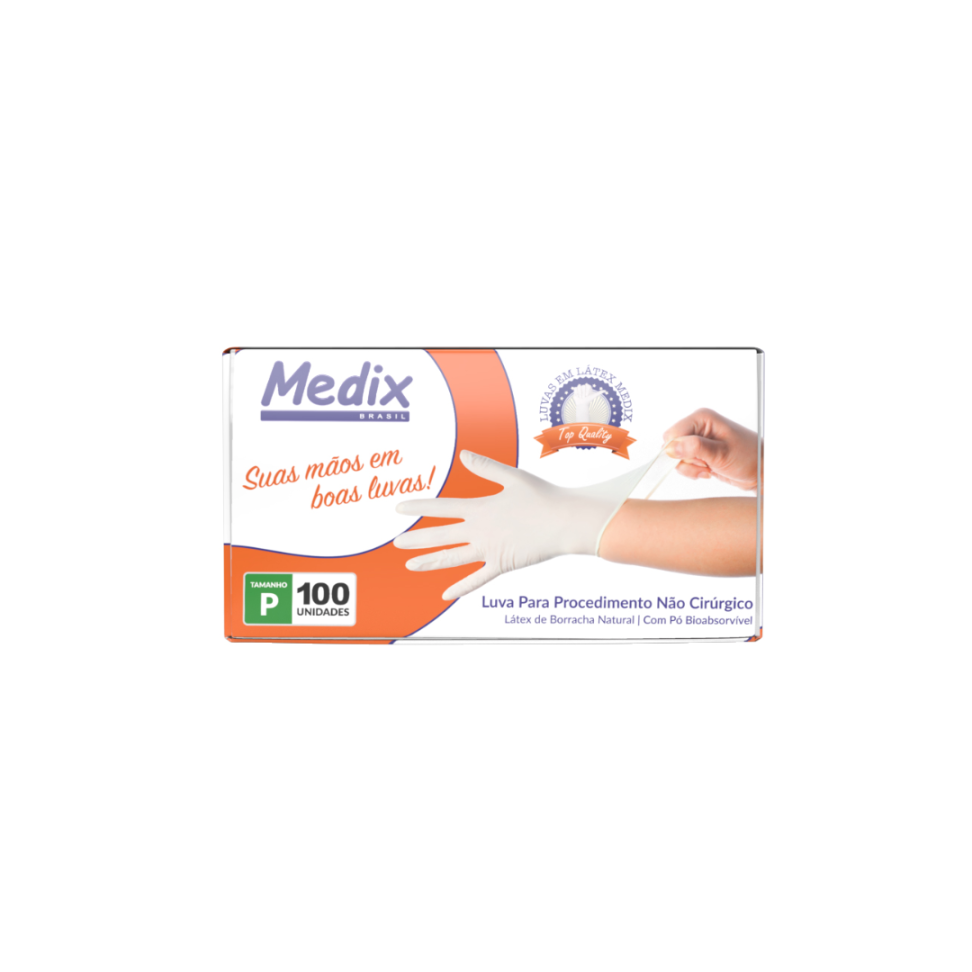 Luva de Procedimento em Látex com Pó Tamanho G 100 Unidades – Medix