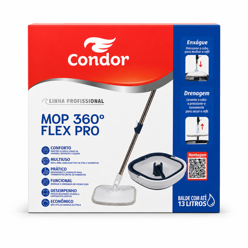 Mop 360° Flex Pro Dobrável 13L Condor Linha Profissional - #3