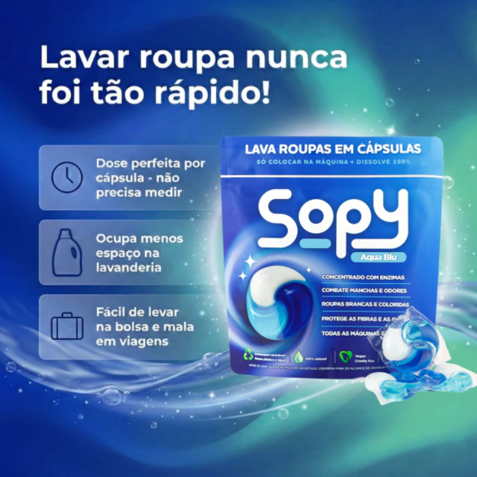 LAVA ROUPAS CAPSULAS AQUA BLU 300ML (20 UN) SOPY - #2