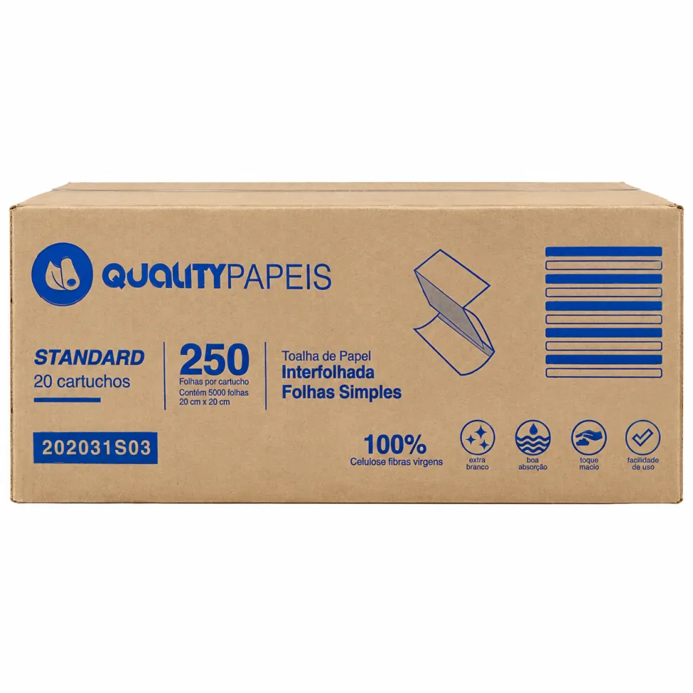 Standard Papel Toalha Interfolhado 20x20 cm - Caixa 5.000 Folhas - Quality