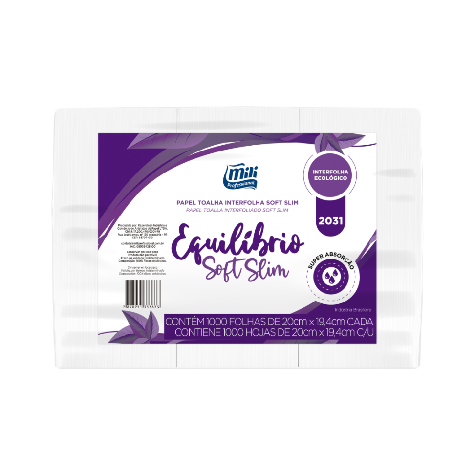Papel Toalha Interfolha Mili Soft Slim 20g (19,4 x 20cm) - 5000 Folhas