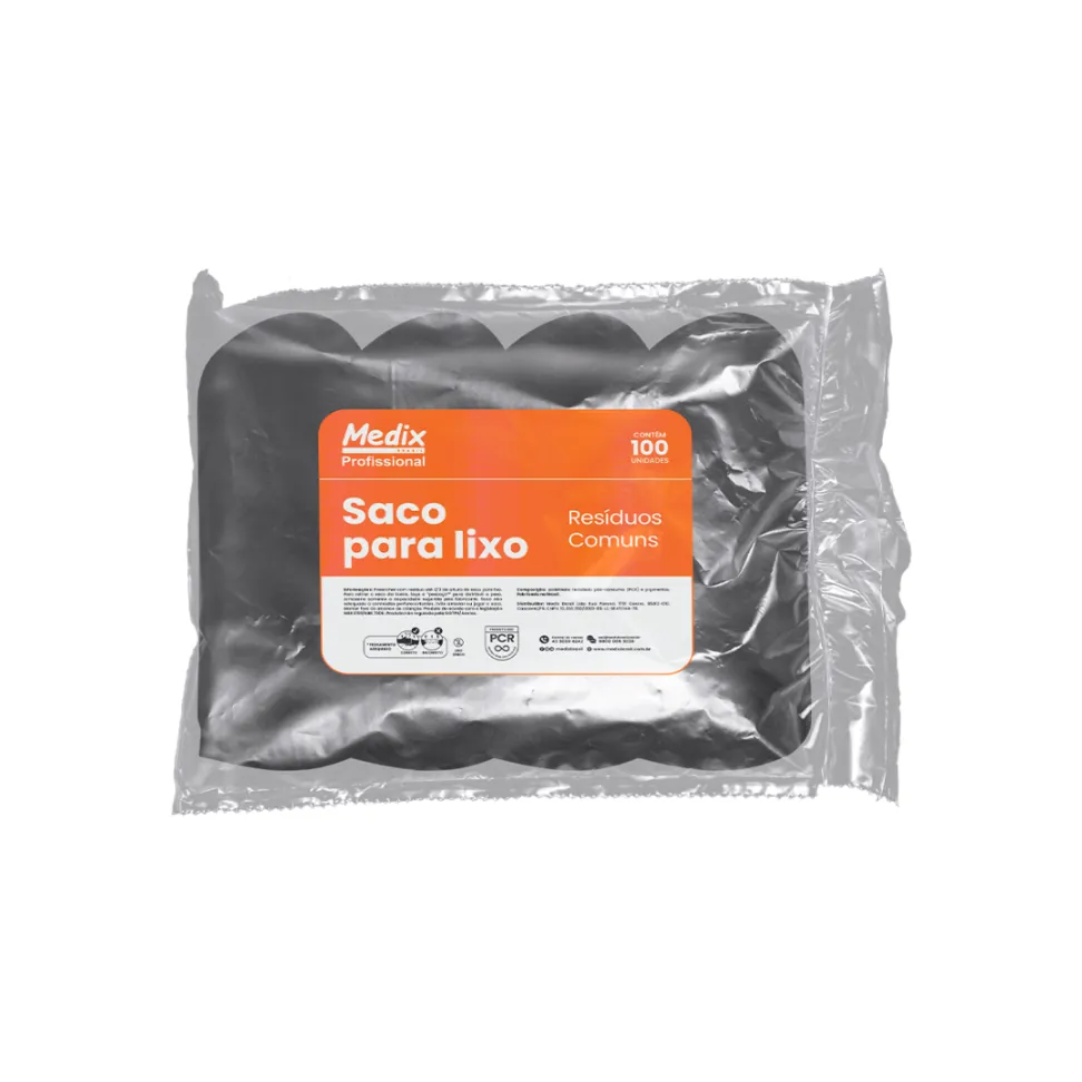 Saco Lixo Preto 20 L Econômico c/ 100 Un. – Medix