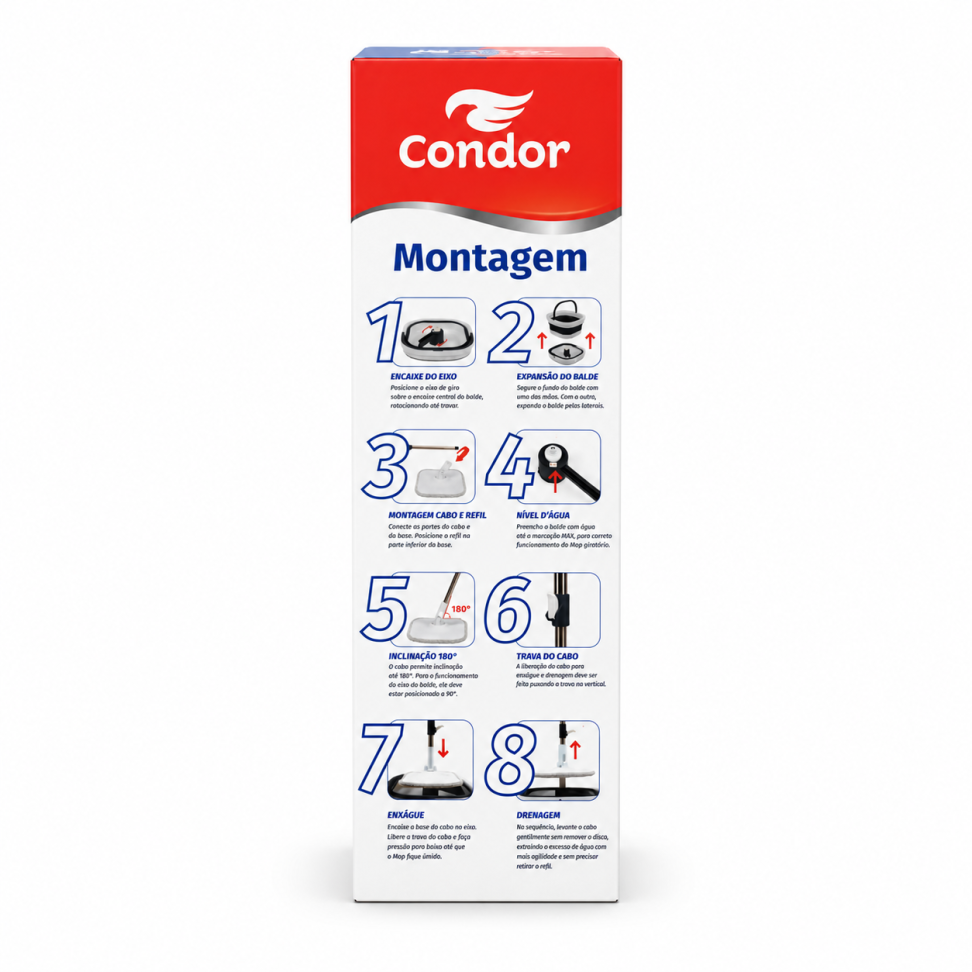 Mop 360° Flex Pro Dobrável 13L Condor Linha Profissional