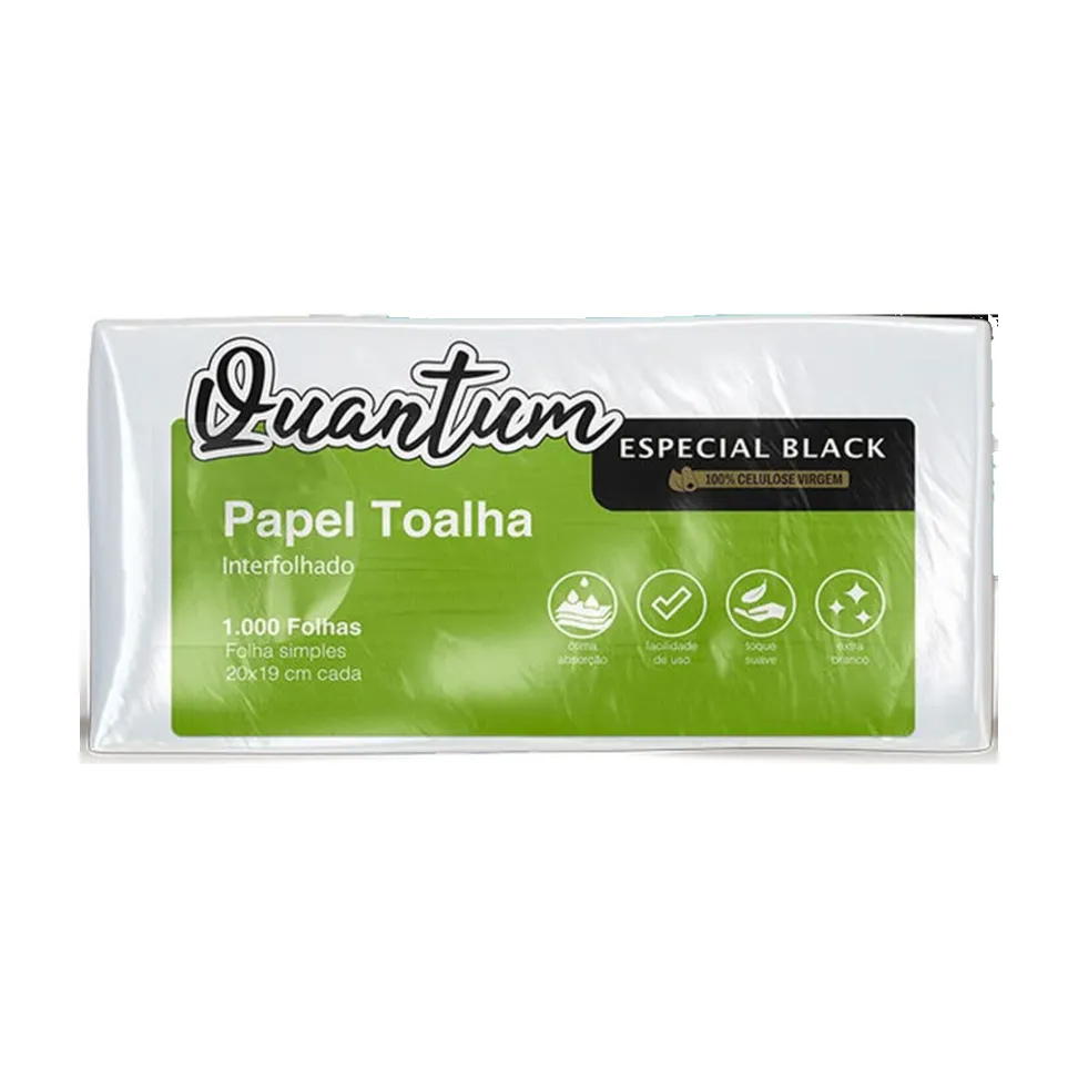 Quantum Especial Black Papel Toalha Interfolhado 19x20 cm - Fardo 7x1.000 Folhas - Quality
