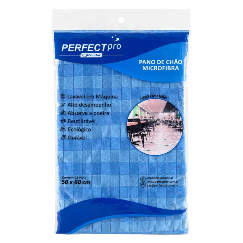 Pano de microfibra para chão azul 50x60cm - [perfect pro]