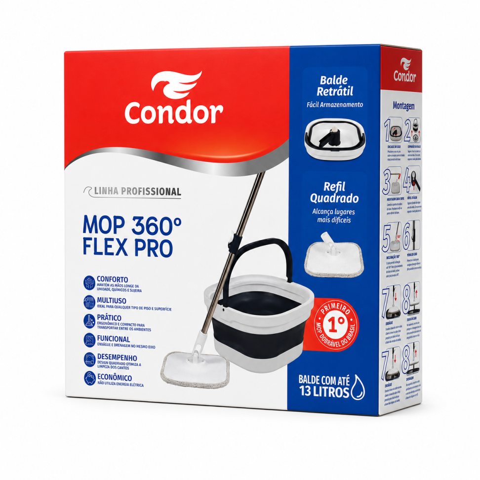 Mop 360° Flex Pro Dobrável 13L Condor Linha Profissional - #4