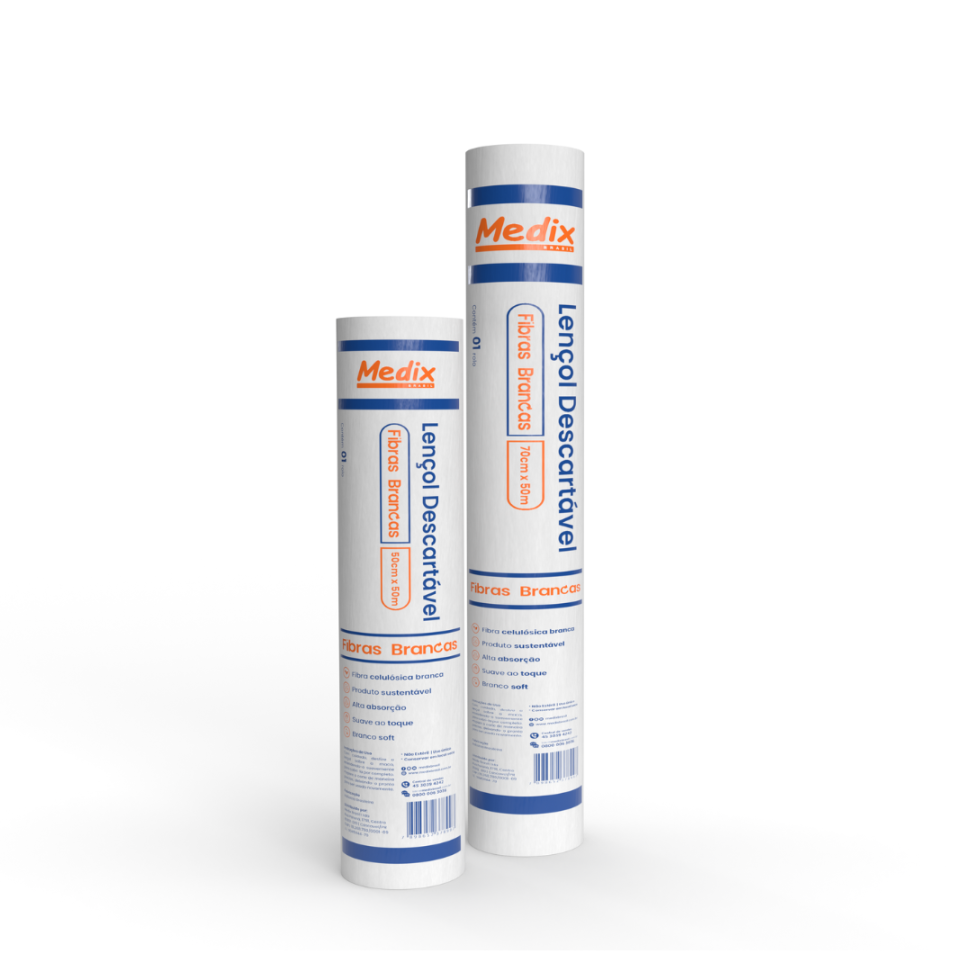 Lençol Descartável em Rolo 70 cm x 50 m Branco – Medix
