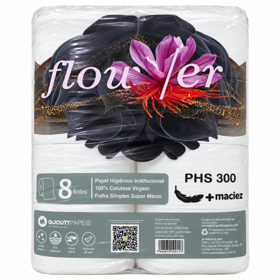 Flow/er Papel Higiênico Institucional 210m x 9cm - Fardo 8 Rolos - Quality
