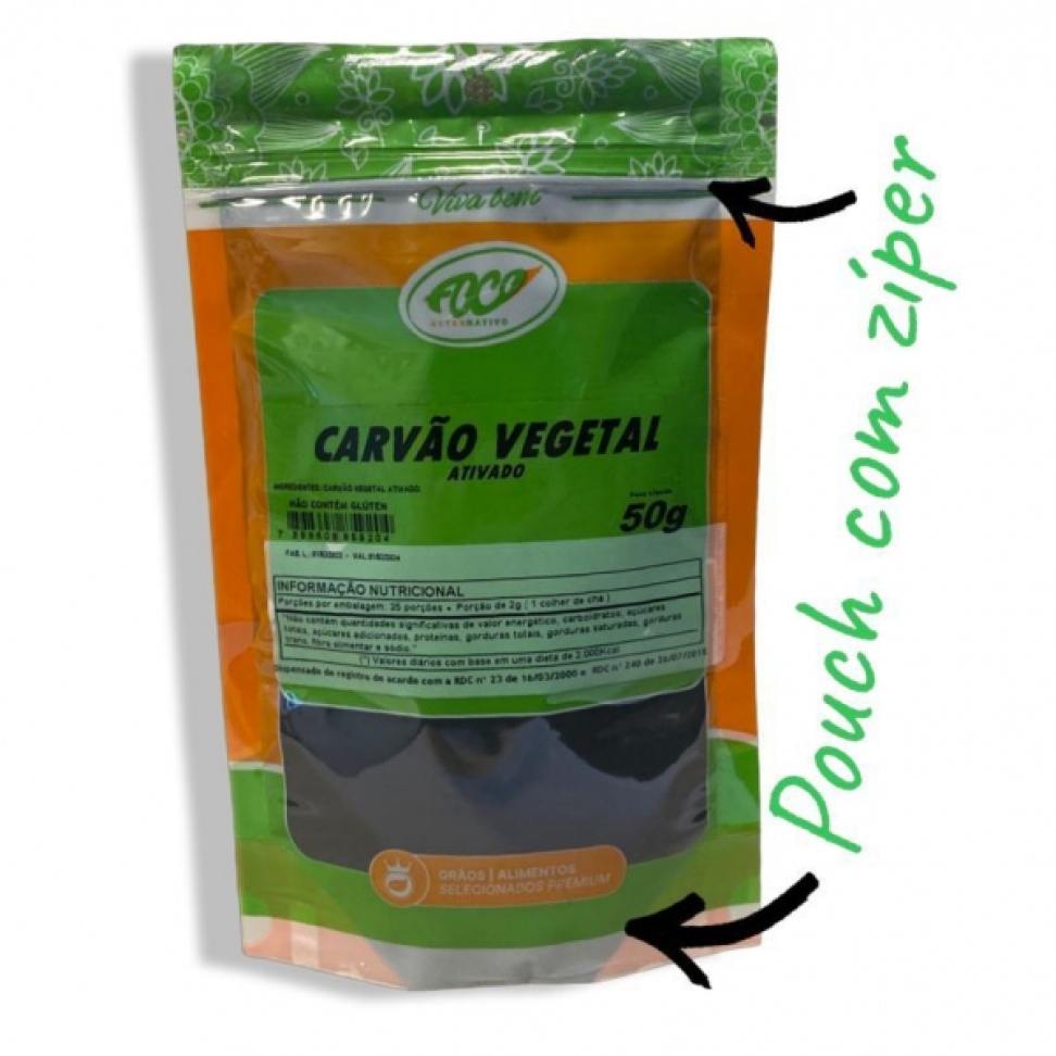 Carvao VEGETAL EM PO FOCO EMBALADO PACOTE - 50g