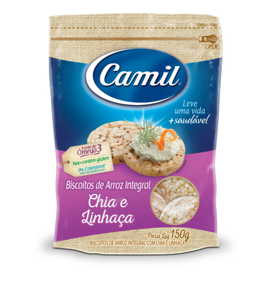 Biscoito DE ARROZ INTEGRAL CHIA E LINHCA S/GLUTEN - 150g