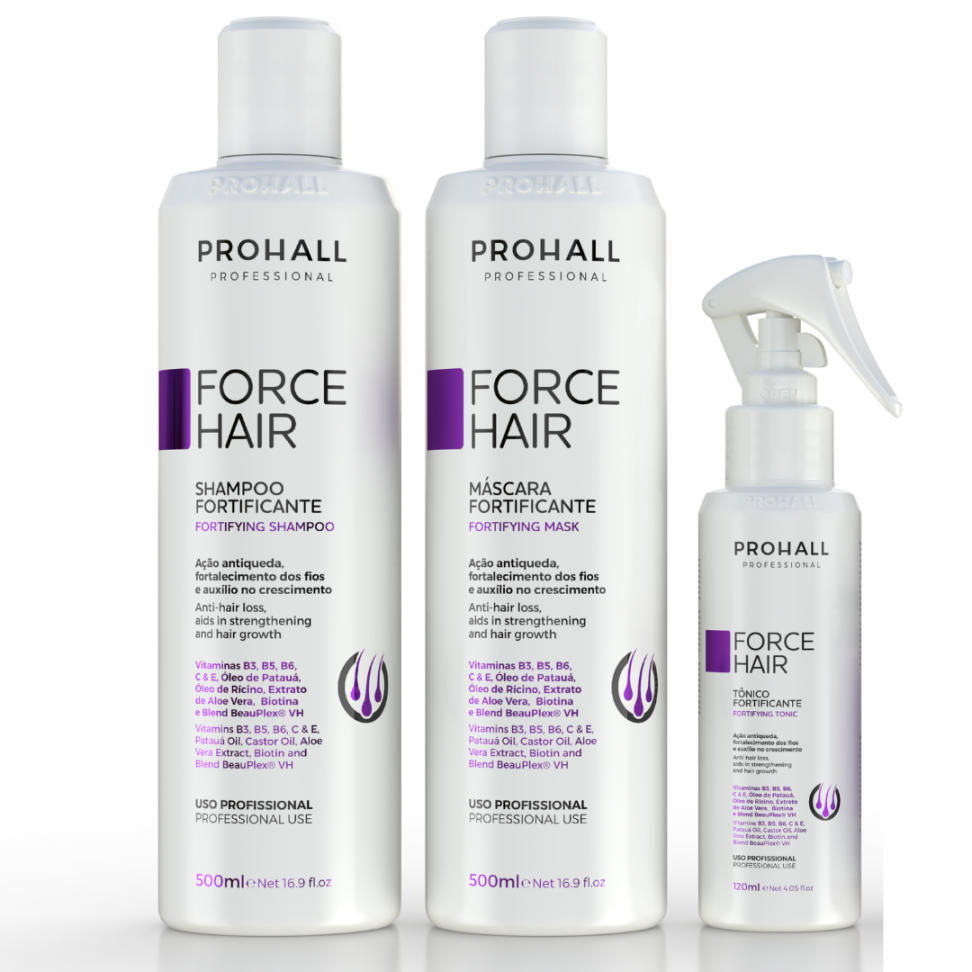 Kit Crescimento Capilar Force Hair Shampoo + Máscara + Tônico 8x