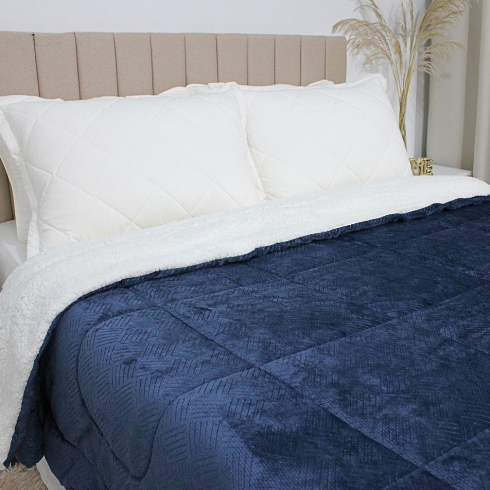 Coberdrom Sherpa e Flannel - Azul Geométrico - #1