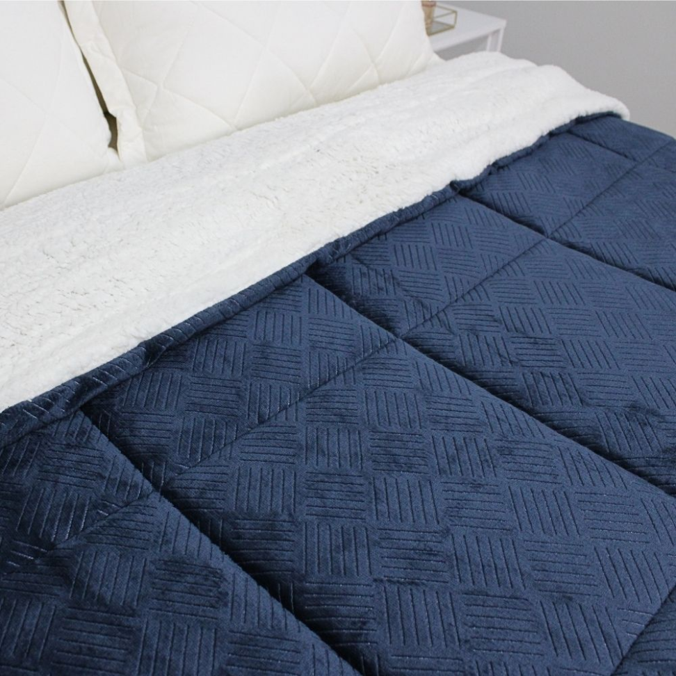 Coberdrom Sherpa e Flannel - Azul Geométrico - #1