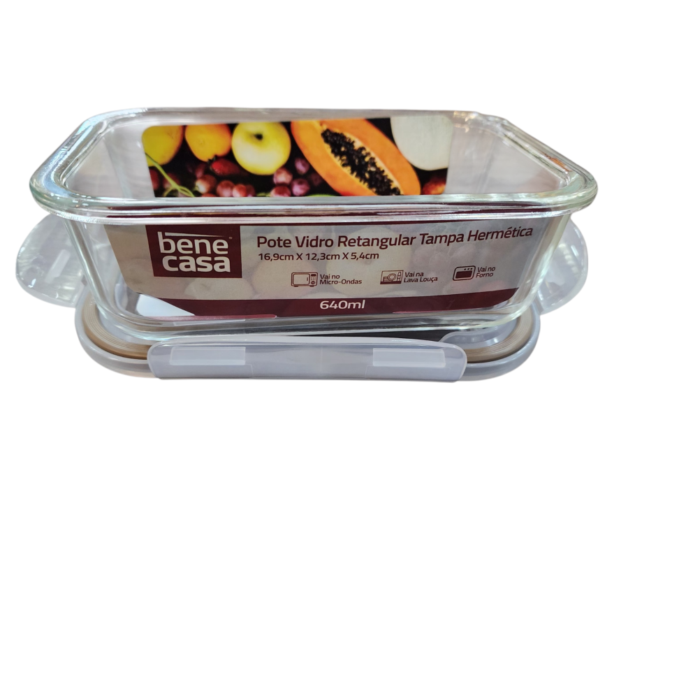 Pote de Vidro Retangular Tampa Hermética bene casa - #3
