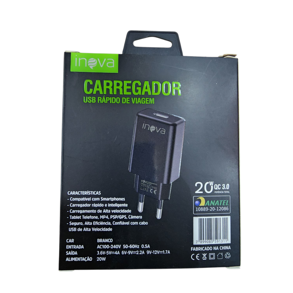 Carregador USB rápido 1m V8 car- 2175D inova