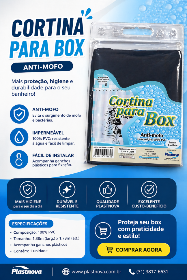 Cortina para Box 1,38mx1,78m Plastnova