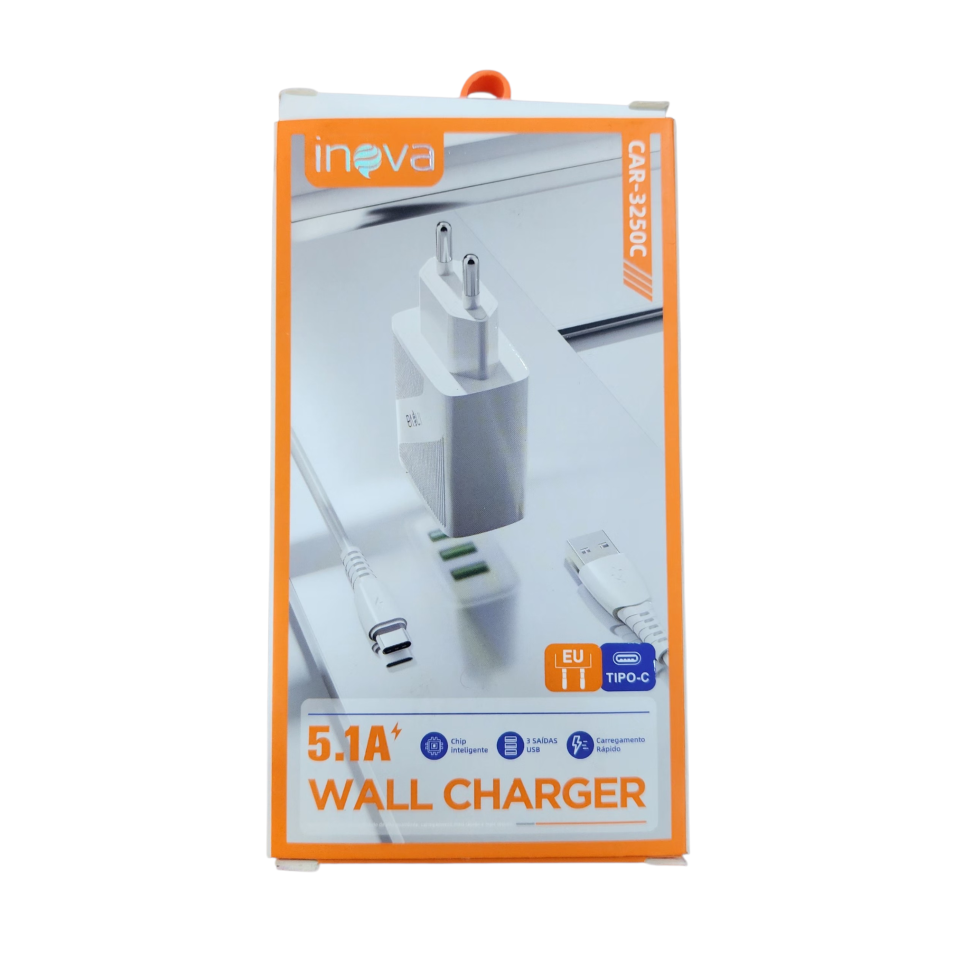 Carregador USB tipo C 5.1A 1M CAR - 3250C inova Preto