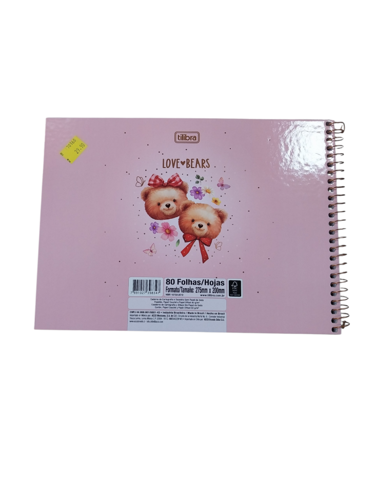 Caderno Cartográfico 80f 275mmx200mm Love Bears tilibra - #2