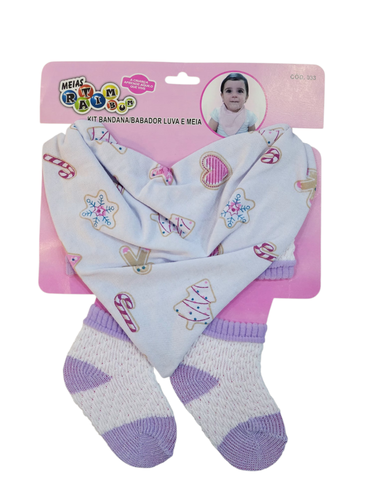 Kit Bandana/Babados Luva e Meia ref.033 Ratibum
