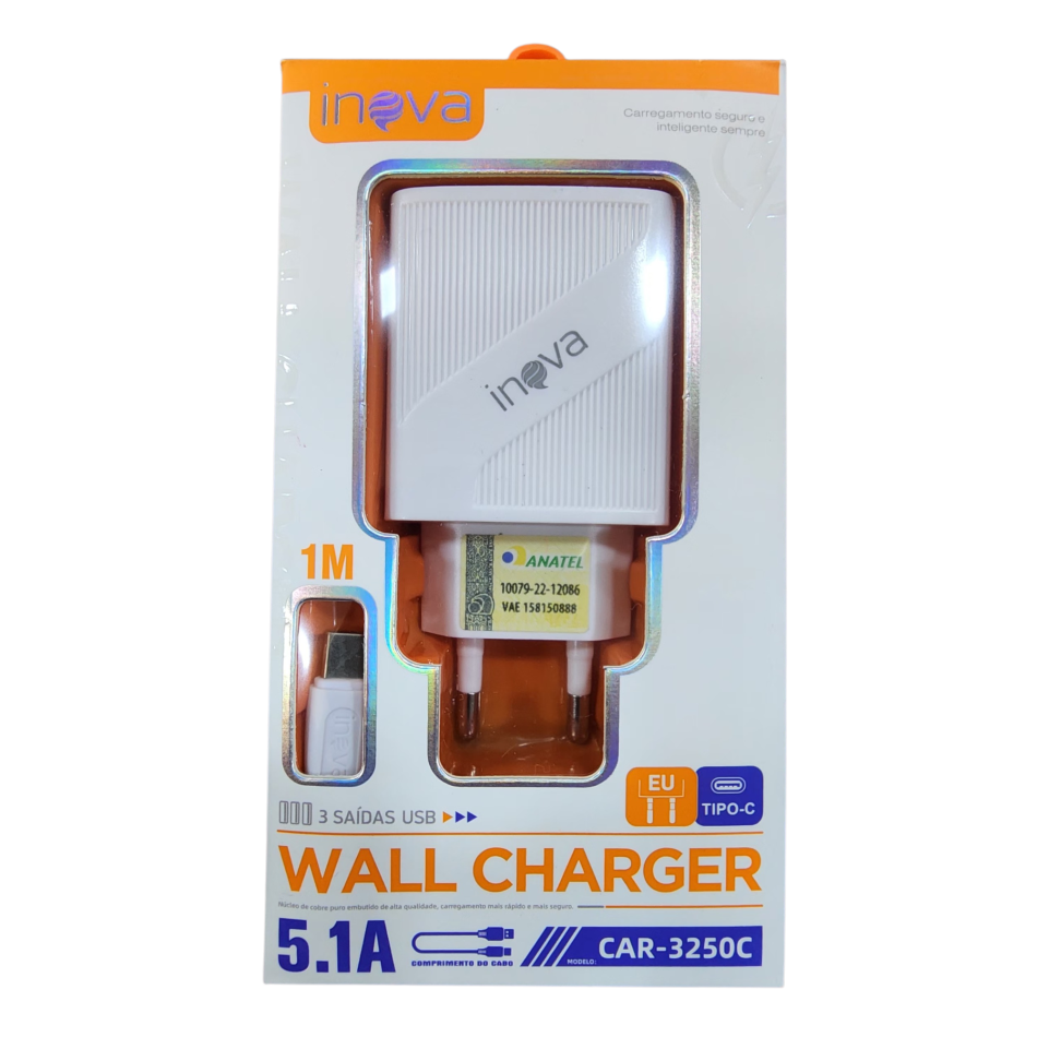 Carregador USB tipo C 5.1 car- 3250C inova
