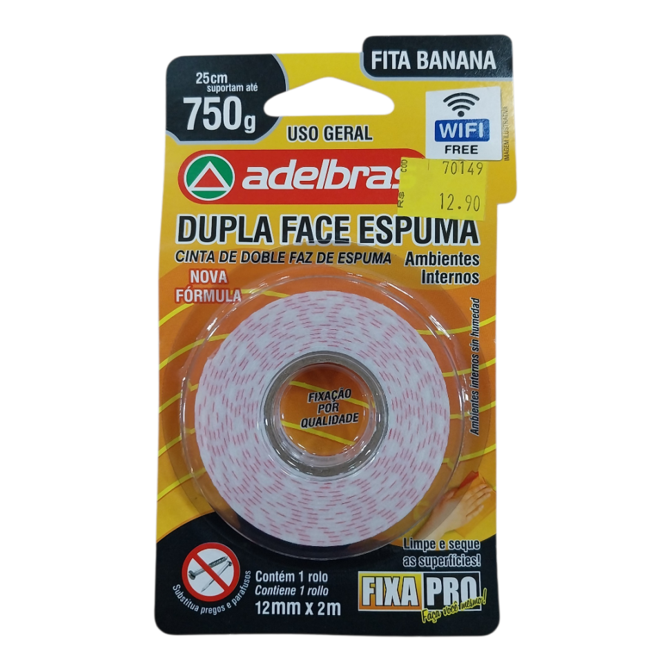 Fita Dupla Face Espuma12mmx2m adelbras