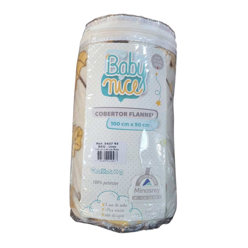 Cobertor Flannel  100cmx90cm Urso Baby Nice