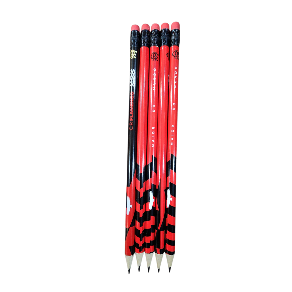 Kit c/5 Lapis com borracha do Flamengo FL1202