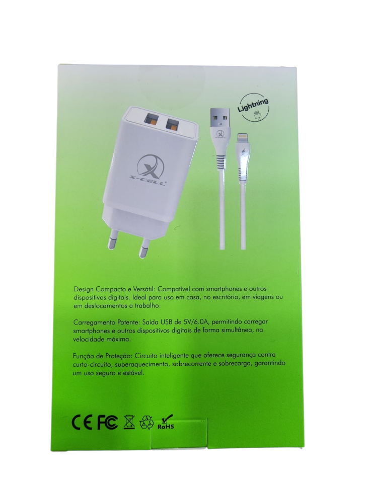 Carregador cabo Lightning 6.0A XC-UR81 x-cell