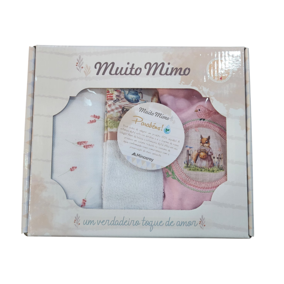 Kit Presente 3 peças c/ boy Muito Mimo Minasrey
