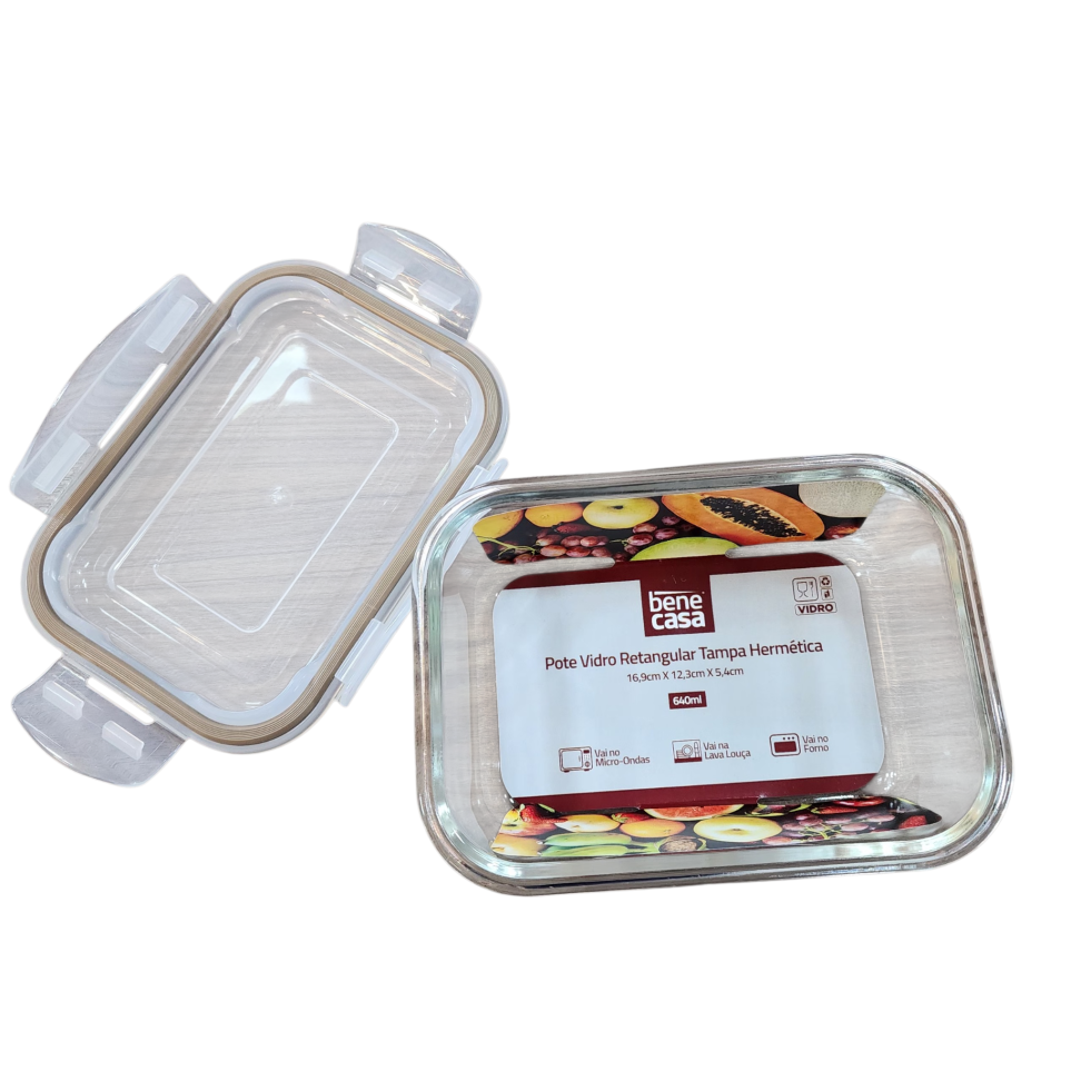 Pote de Vidro Retangular Tampa Hermética bene casa - #2
