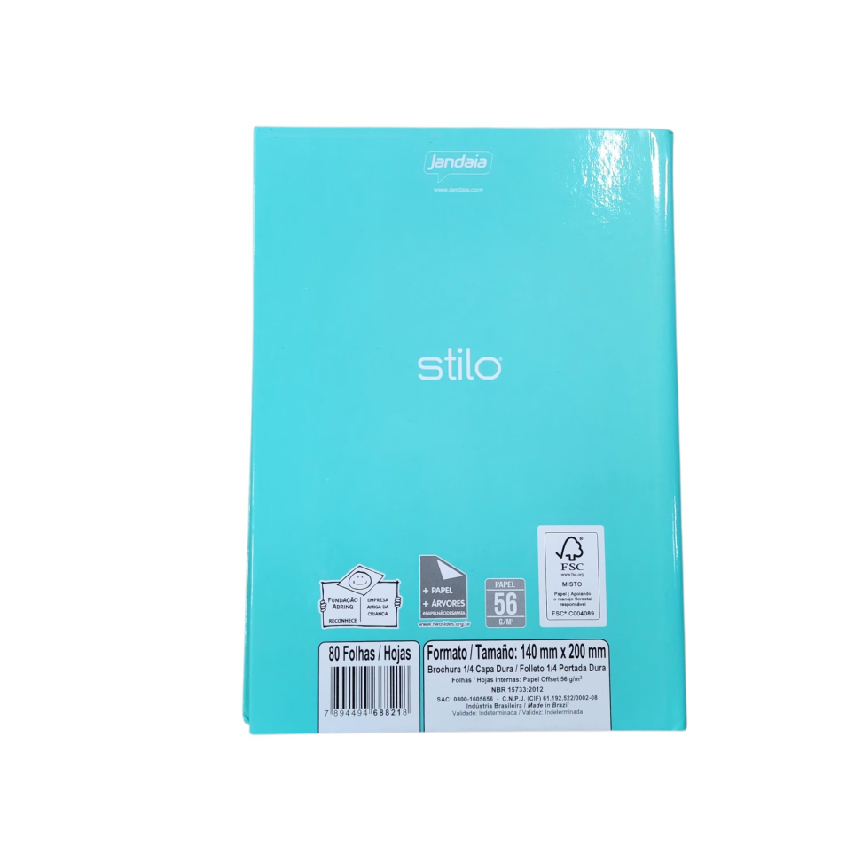 Caderno 1/4 80f 140mmx200mm  Jandaia