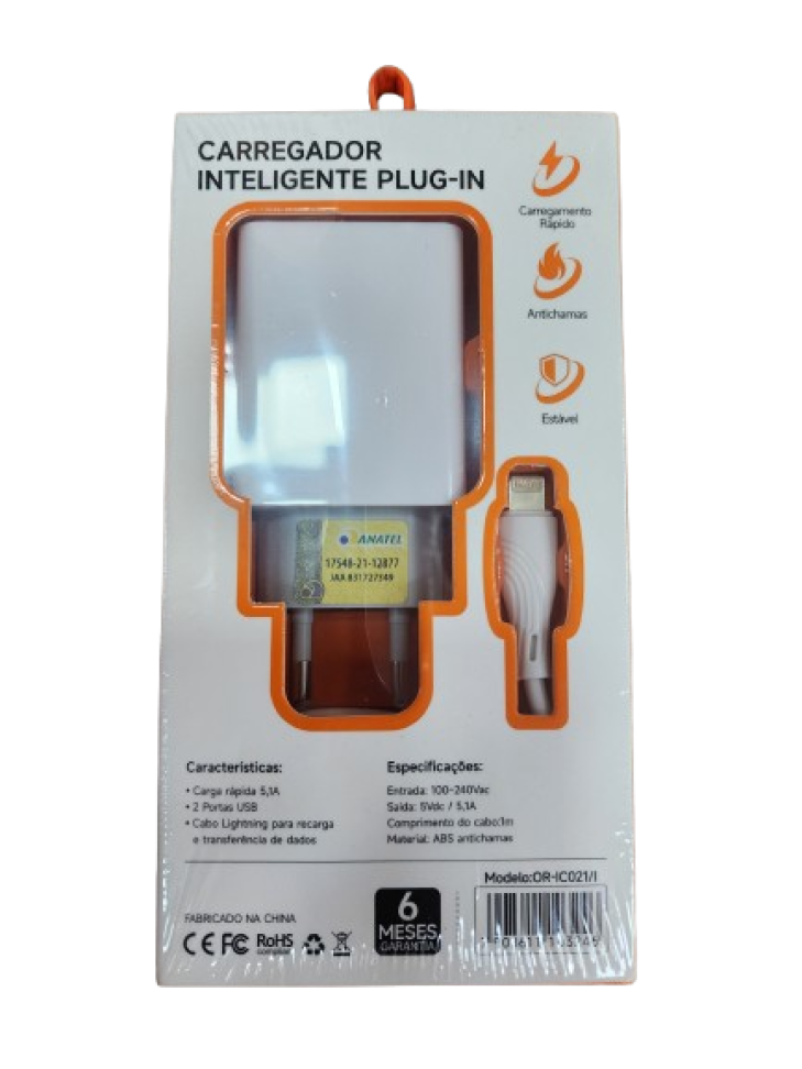 Carregador iphone 5.1A USB oberon - #1