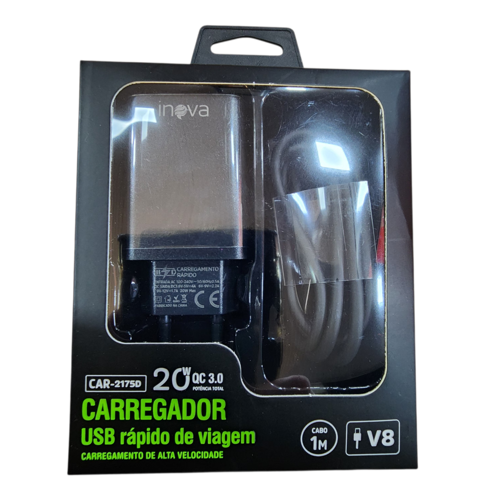 Carregador USB rápido 1m V8 car- 2175D inova