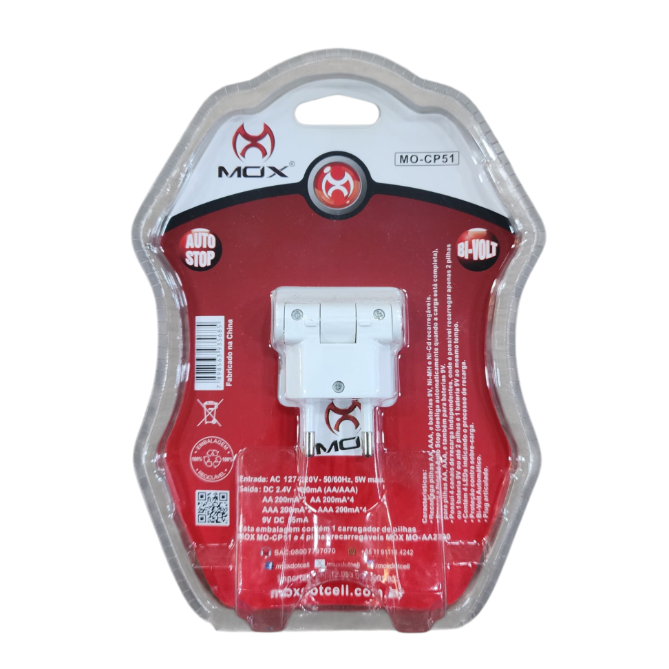 Carregador c/4 Pilhas AA 2700mAh MO-CP51 MOX - #2