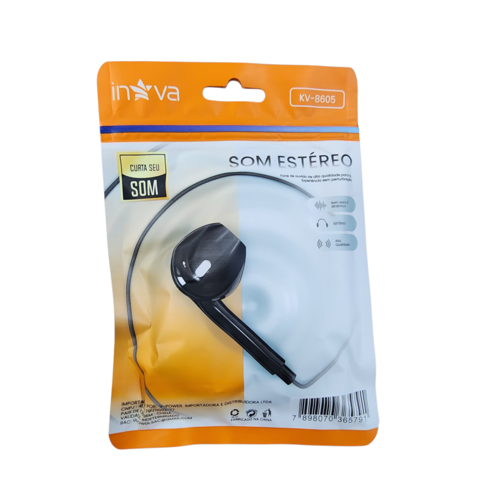 Fone de ouvido com saída P2 KV-8605