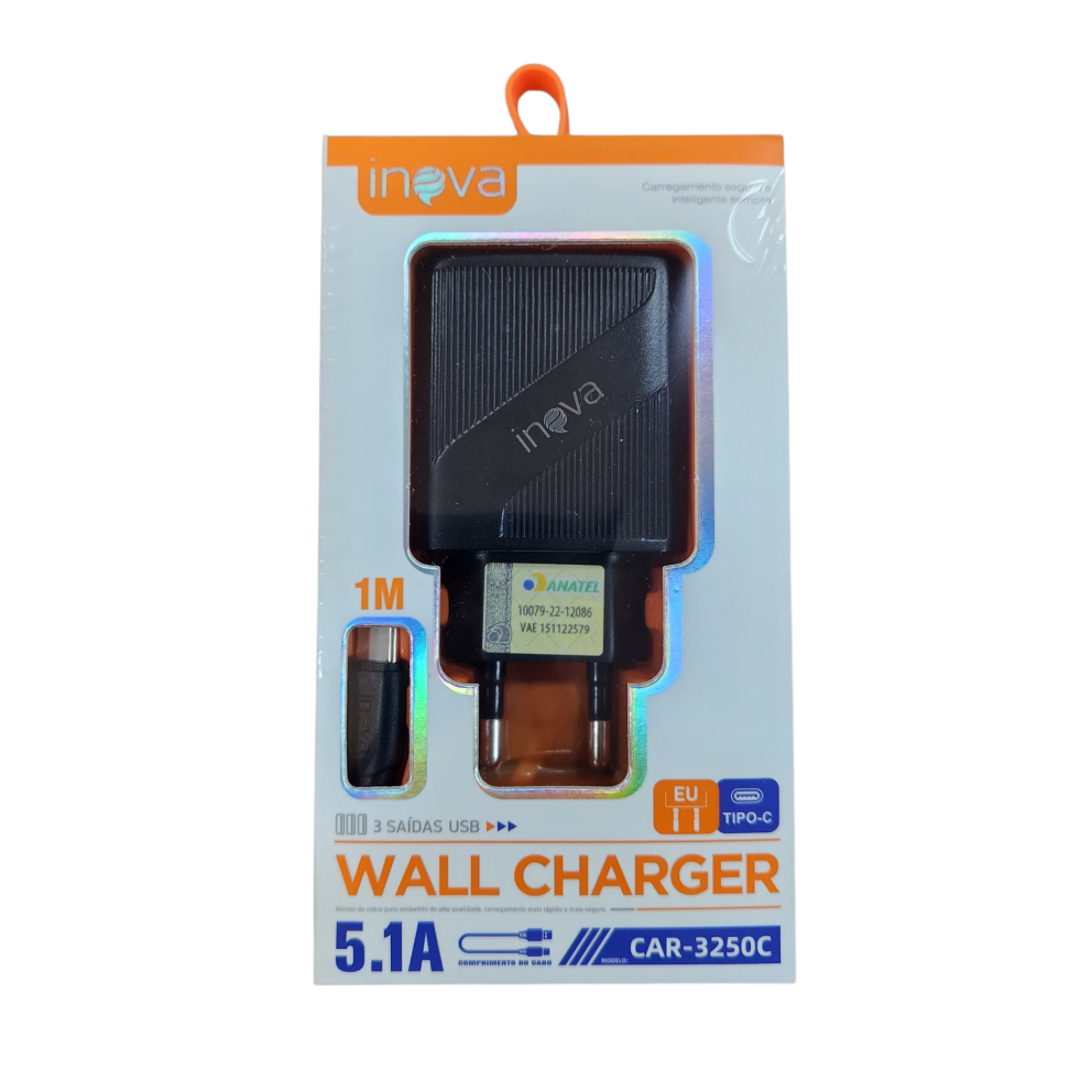 Carregador USB tipo C 5.1A 1M CAR - 3250C inova Preto