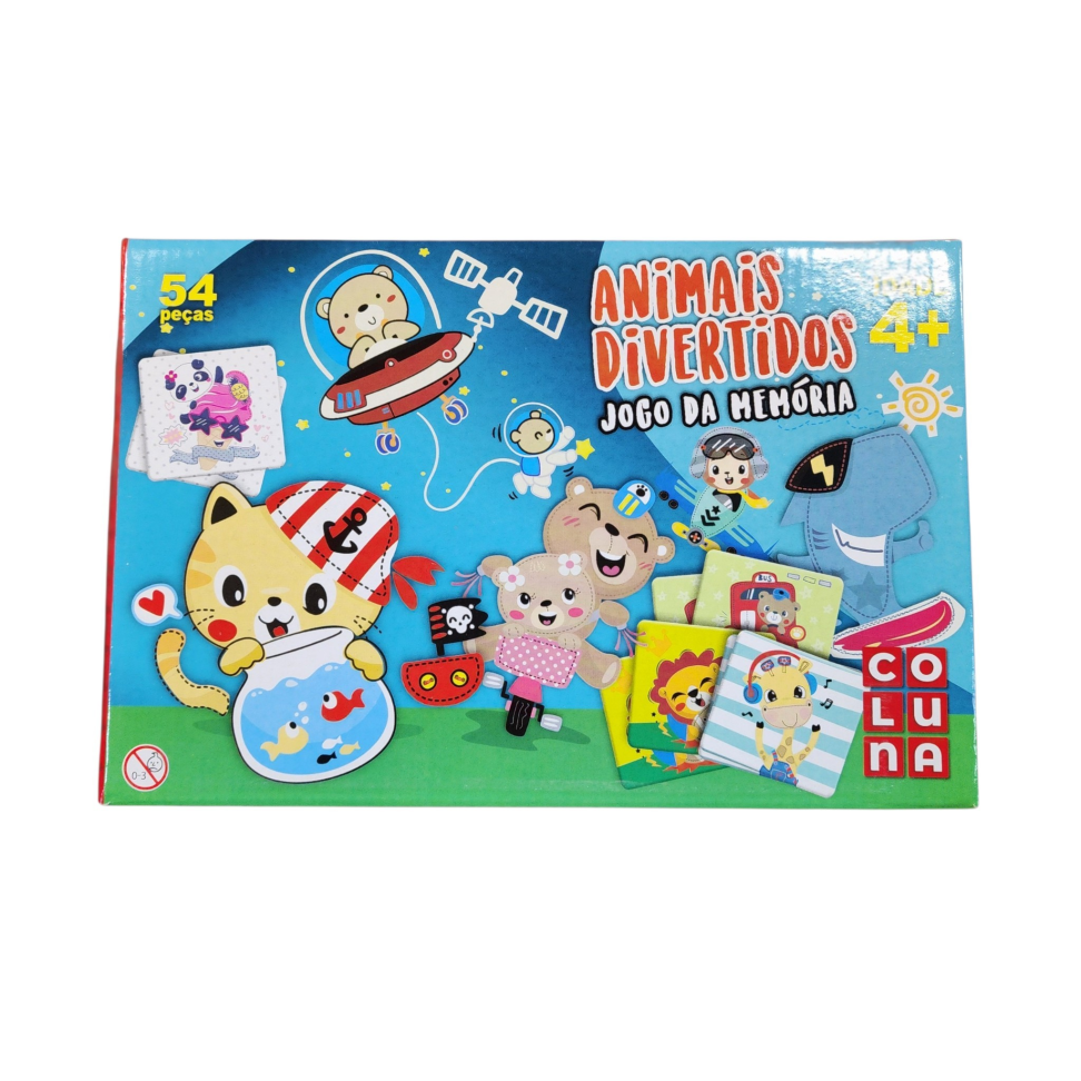 Jogo da Memória  animais divertidos 54 peças