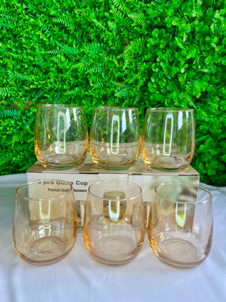 CONJUNTO - 6 COPOS DE VIDRO ÂMBAR - 350 ML