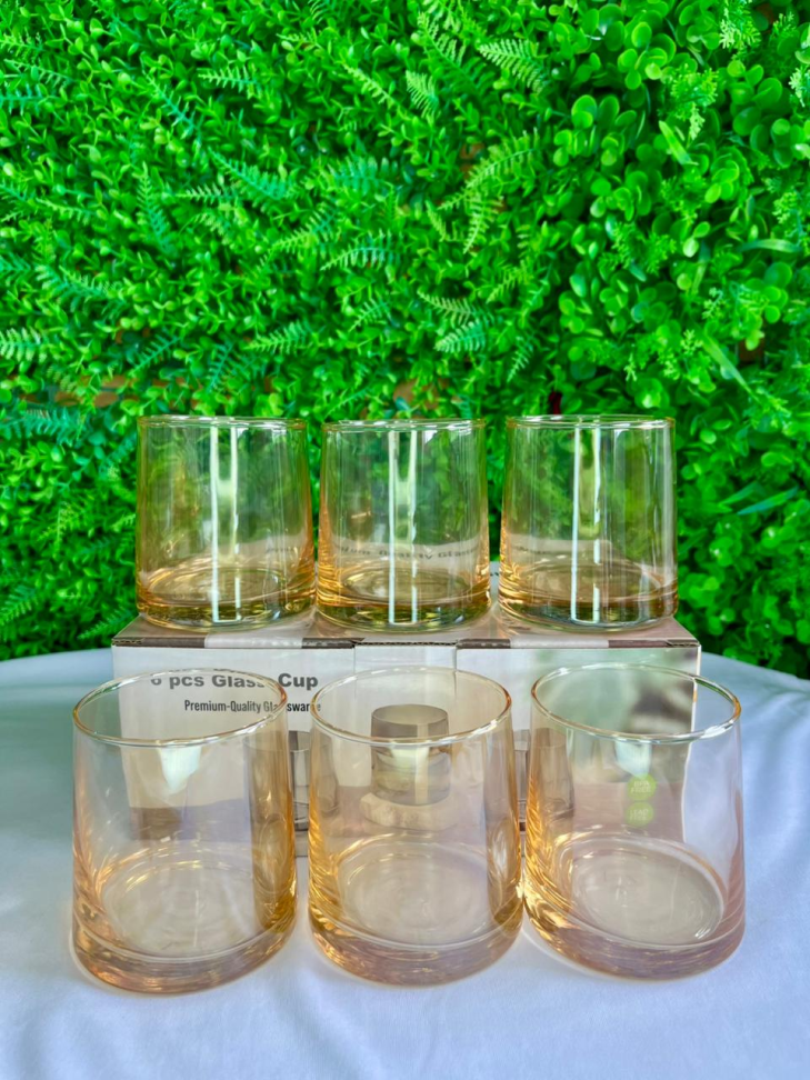 CONJUNTO - 6 COPOS DE VIDRO ÂMBAR - 270 ML