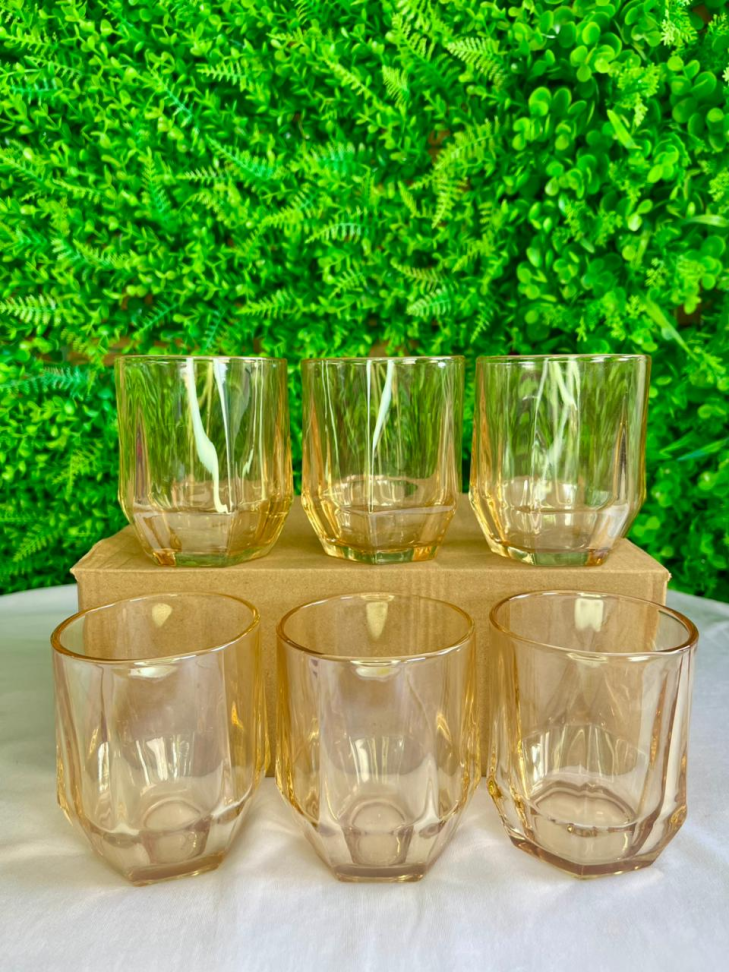 CONJUNTO - 6 COPOS DE VIDRO ÂMBAR - 260 ML