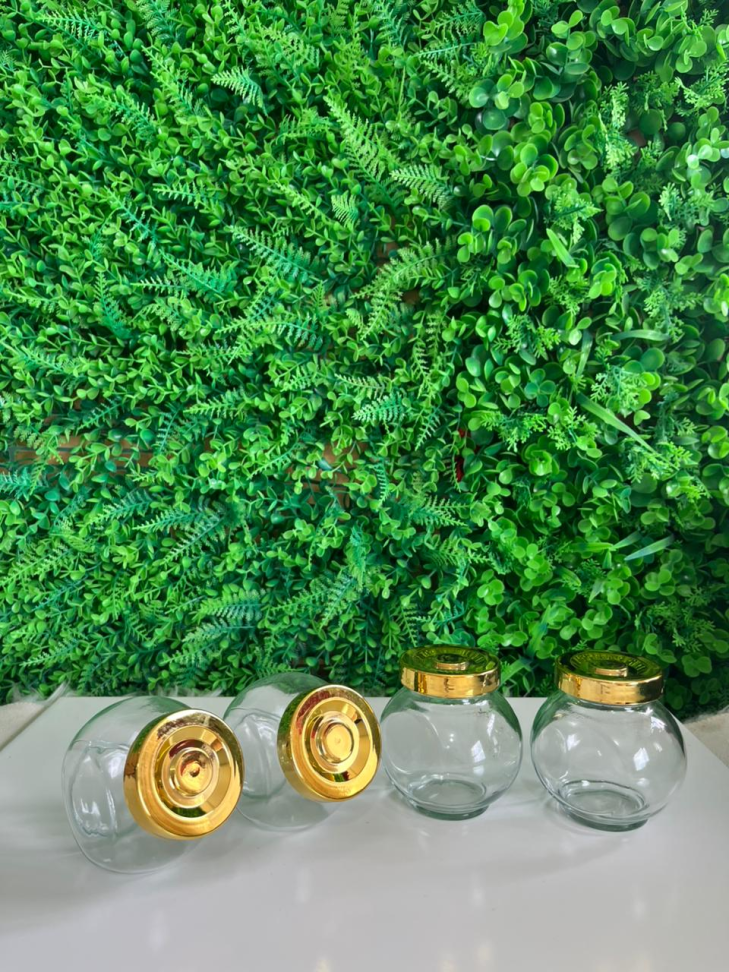 KIT - 4 PORTA CONDIMENTOS DE VIDRO (DOURADO) - 180 ML CADA
